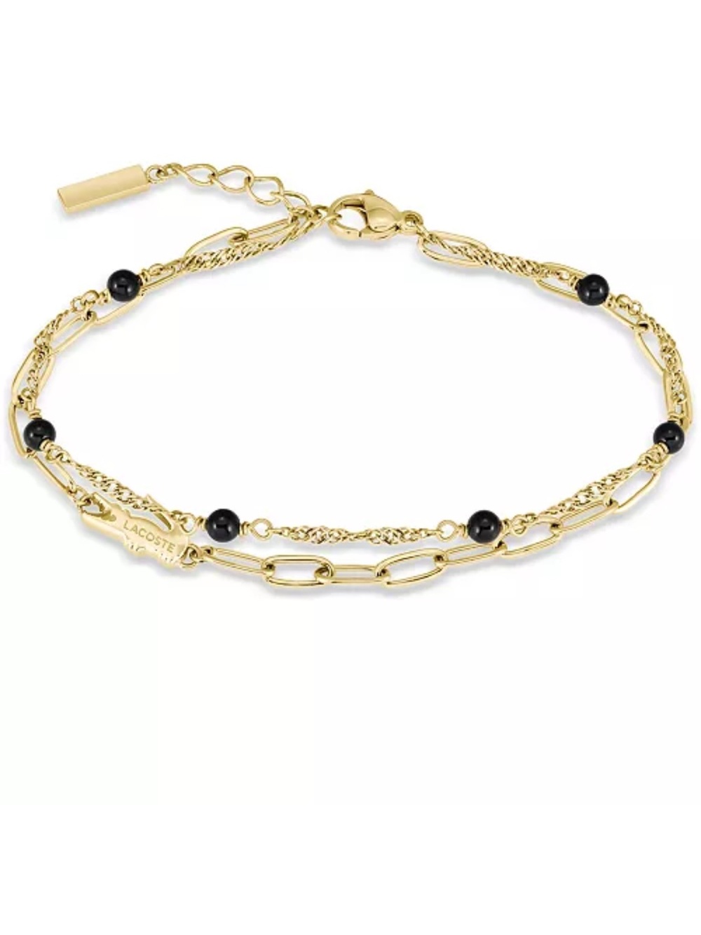 LACOSTE Deva Black Onyx Stone Bead Crocodile Charm Bracelet
NEW WITH BOX. gift!